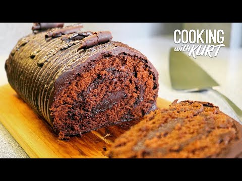 Red Ribbon Triple Chocolate Roll - With Rich Chocolate Ganache & Chocolate Curls | Cooking with Kurt