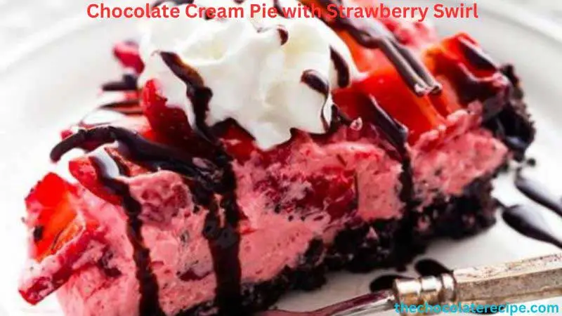 Chocolate Cream Pie with Strawberry Swirl