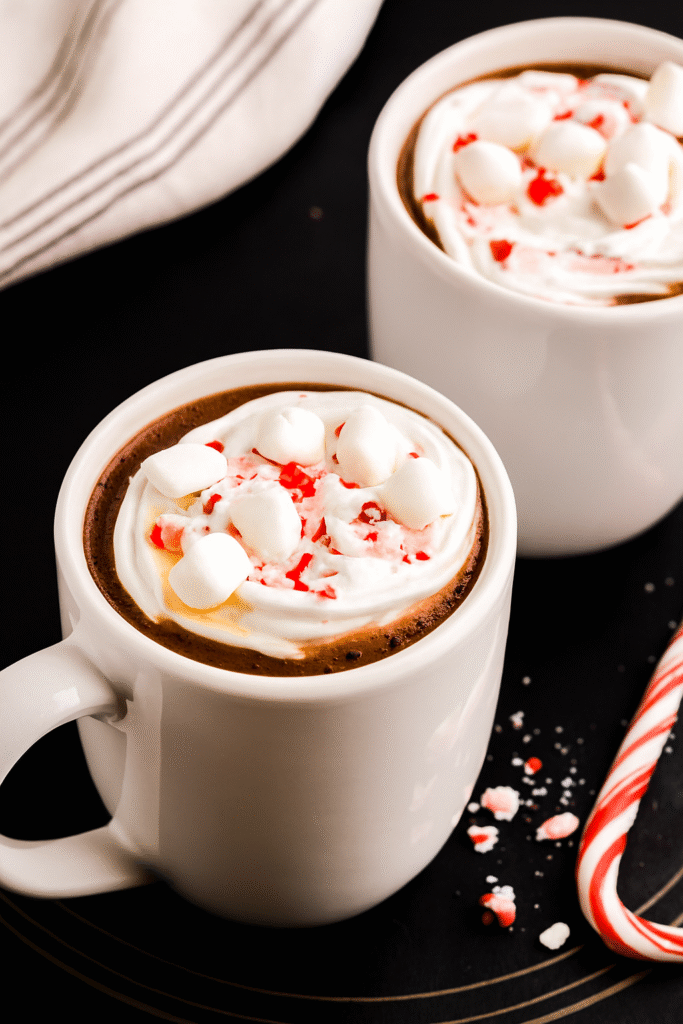 Dress it up: Top with whipped cream, a handful of mini marshmallows, or a sprinkle of crushed candy canes for a festive finish.
