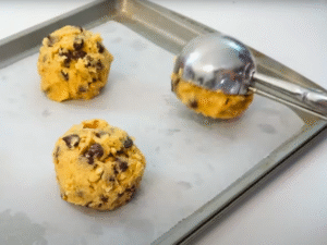 Fold in the chocolate chips until they are evenly distributed.