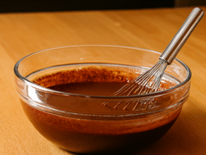 Beat in eggs, milk, oil, and vanilla until smooth. Stir in hot water last; the batter will be thin.