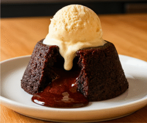Chocolate Eruption Cake with Ice Cream 1
